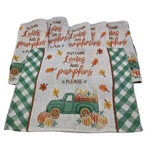 Perfect Harvest Tapestry Autumn Leaves & Pumpkins Placemats Set of 6 READ
